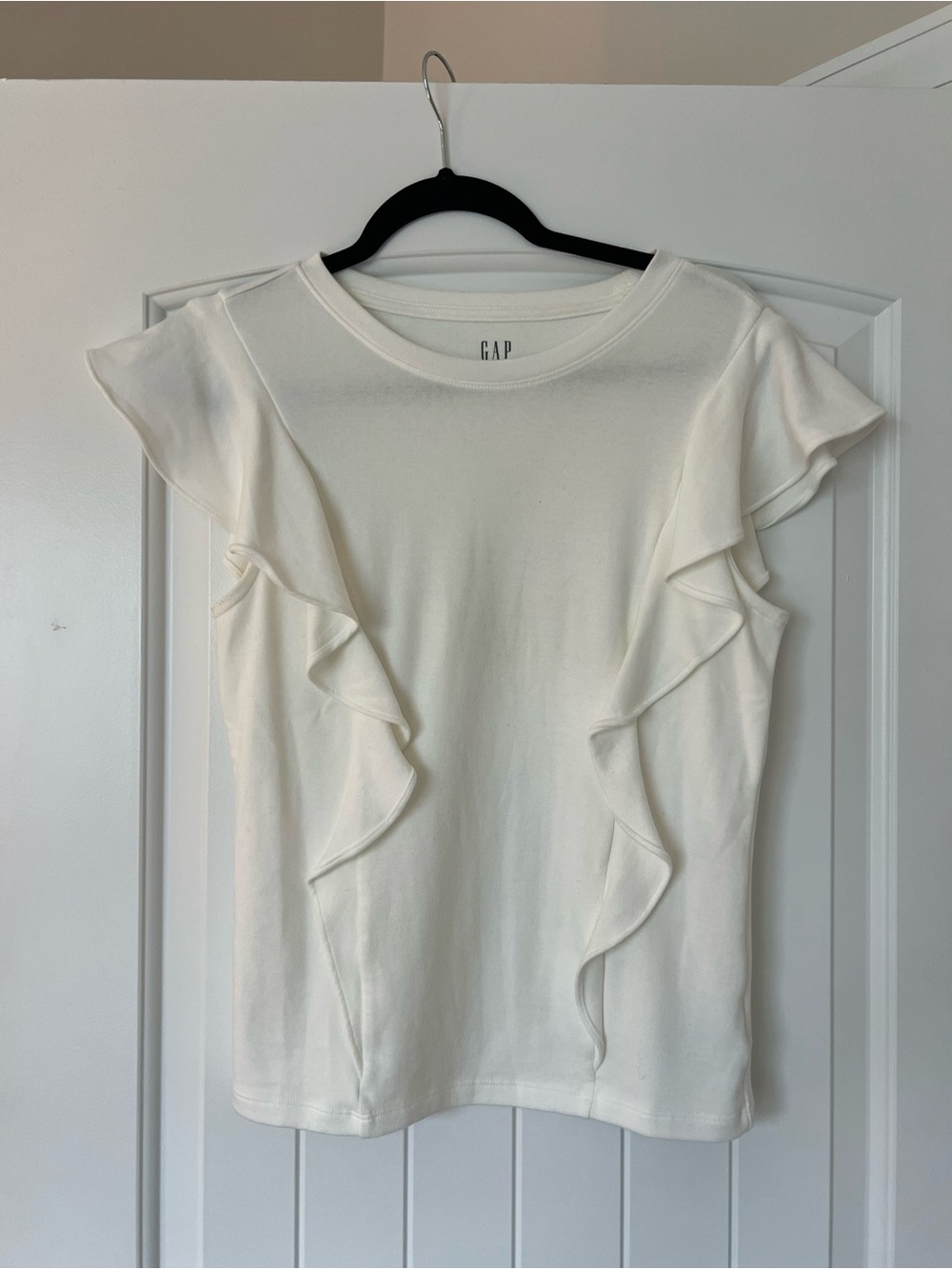 Gap Women's Modern White Ruffle Sleeve Top